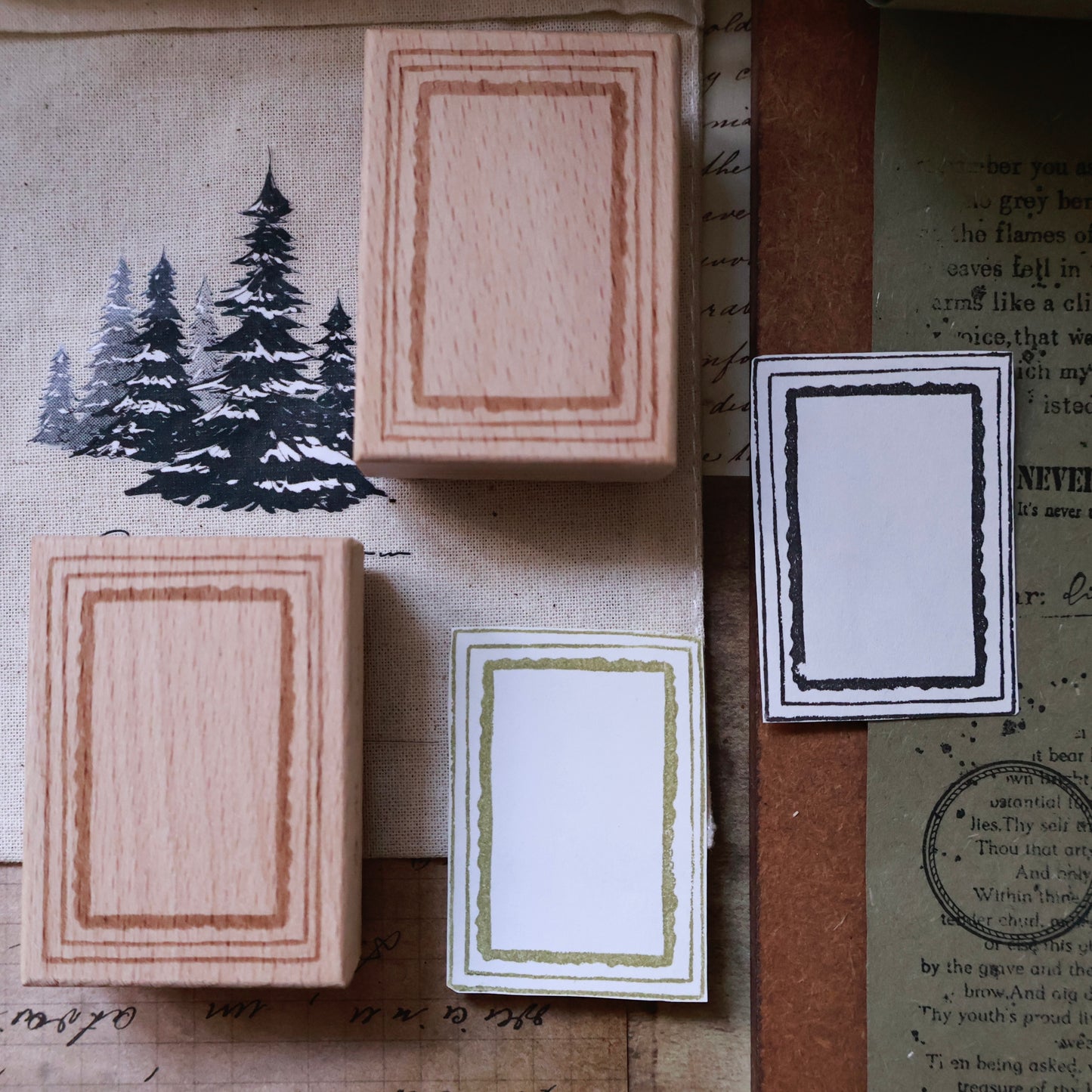 Maple upgraded Border Stamp base Retro Wooden Notebook Rubber Stamp