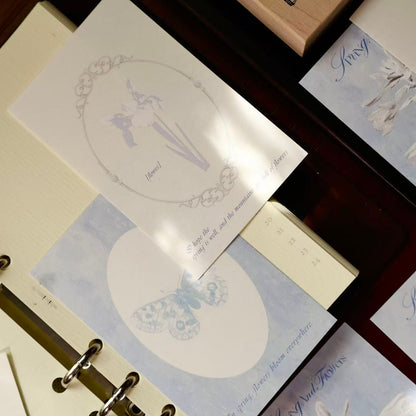 Blue mark and Plain flower flying butterfly theme light retro M5 series double-sided printing for dual-use sticky notes