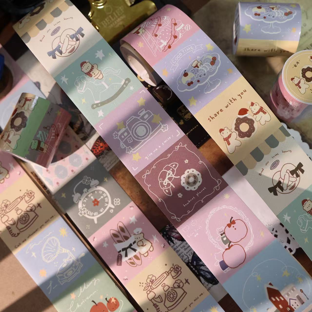 Sweet Dream Star Letter tear note roll with backing paper can be written Light retro Handbook materials