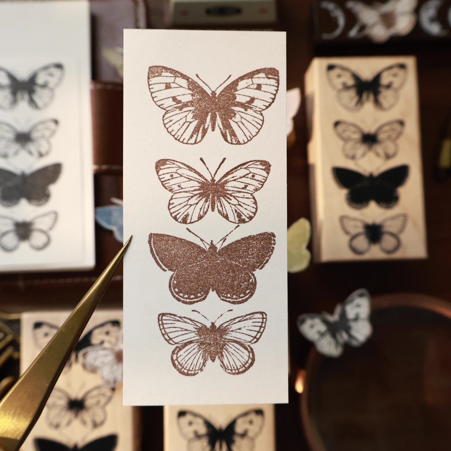 Maple upgraded Ink Butterfly Stamp base Retro Wooden Notebook Rubber Stamp