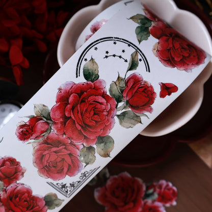 Old days red paper vintage flower PET and Washi tape