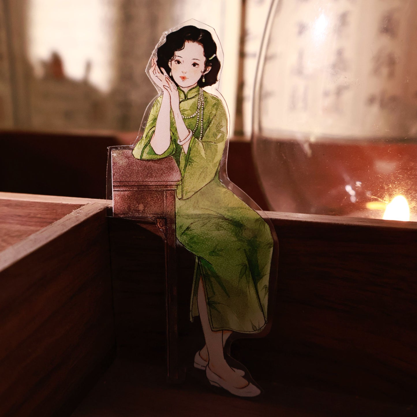 Ancient style cheongsam girl character Retro PET and Washi Paper Tape