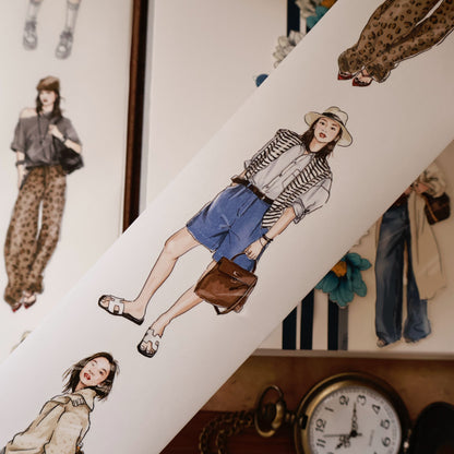 Commute diary girl character Retro PET and Washi Paper Tape