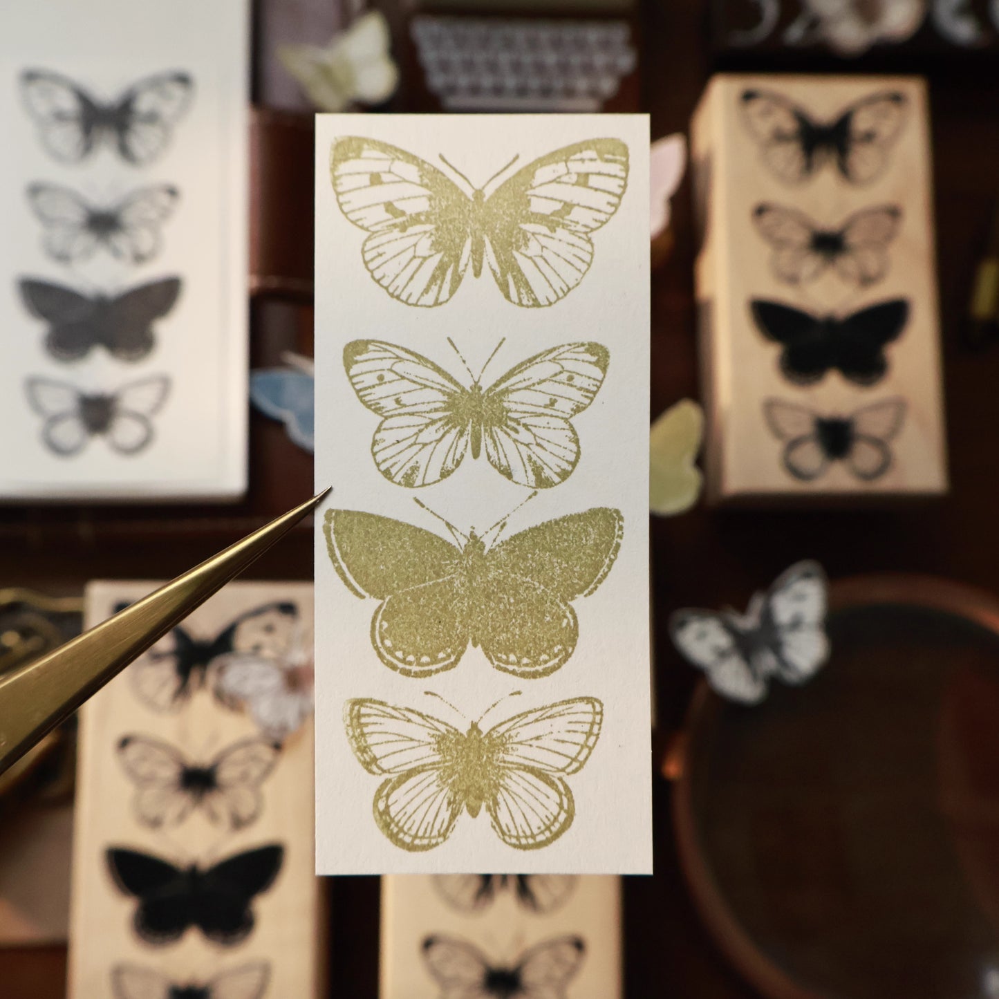 Maple upgraded Ink Butterfly Stamp base Retro Wooden Notebook Rubber Stamp