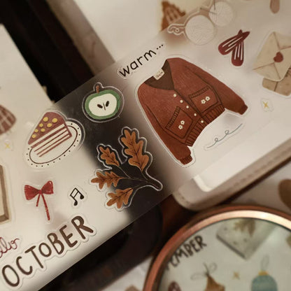 Warm Chestnut Time Collection Masking Tape | Cute  PET / Washi Tape