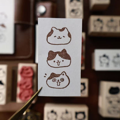 Maple upgraded  Cute Cat Series Stamp base Retro Wooden Notebook Rubber Stamp