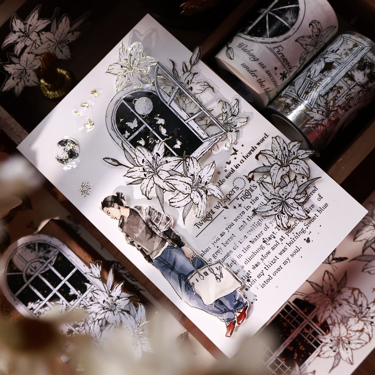 The lily window vintage flower PET and Washi tape