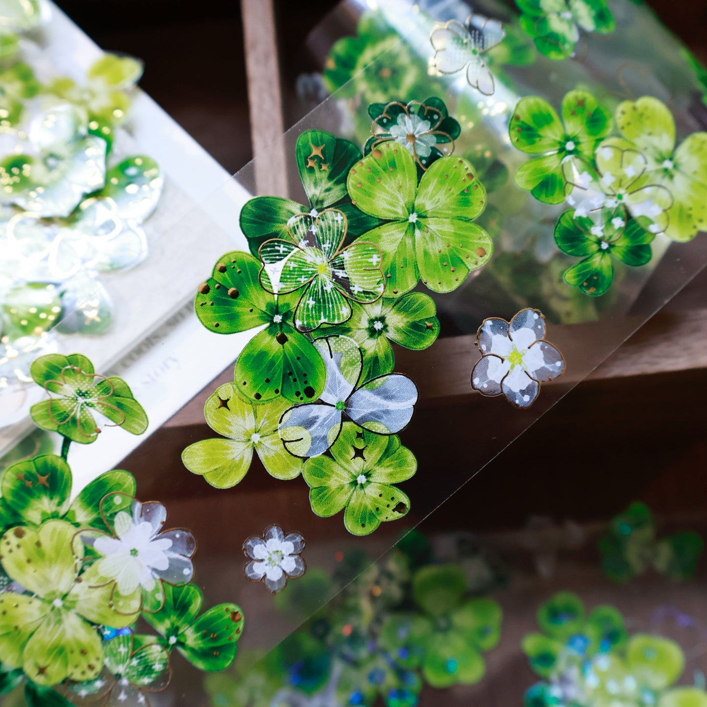 Summer in Moriyu vintage four leaf clover PET and Washi tape