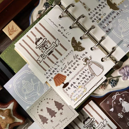 Retro fairy tales and Flower traces theme light retro handbook sticky notes no glue