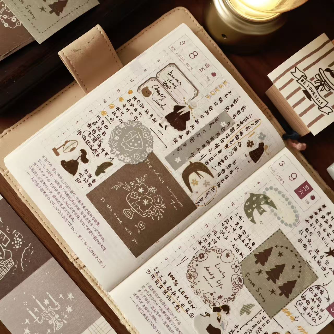 Retro fairy tale tear note roll with backing paper can be written Light retro Handbook materials