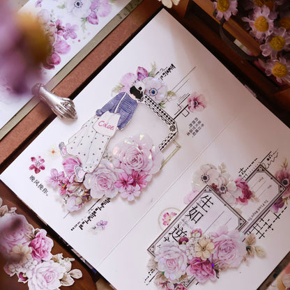 Purple mist yarn vintage flower PET and Washi tape