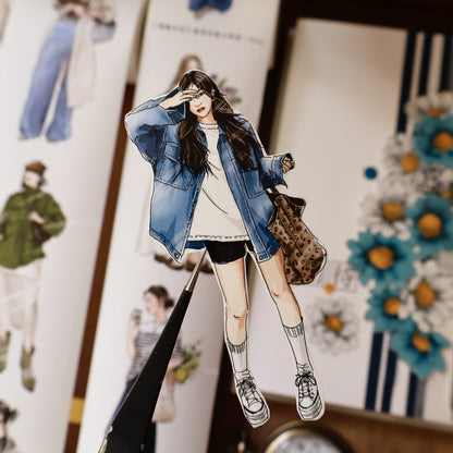 Commute diary girl character Retro PET and Washi Paper Tape