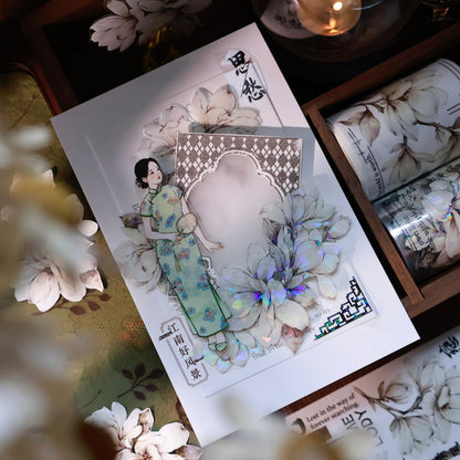 Moonlight fragrance vintage flower PET and Washi tape