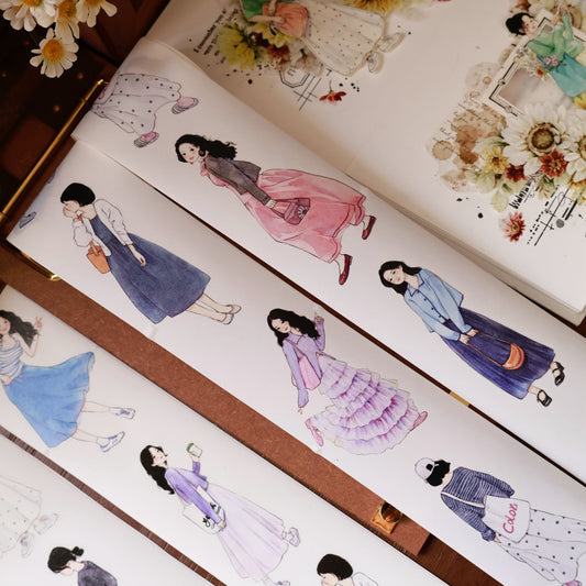 Sweet girl character Retro PET and Washi Paper Tape