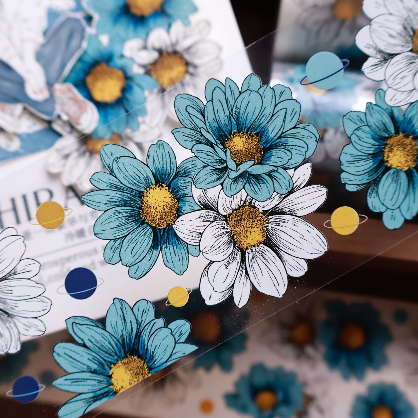 Van Gogh Garden vintage four leaf clover PET and Washi tape
