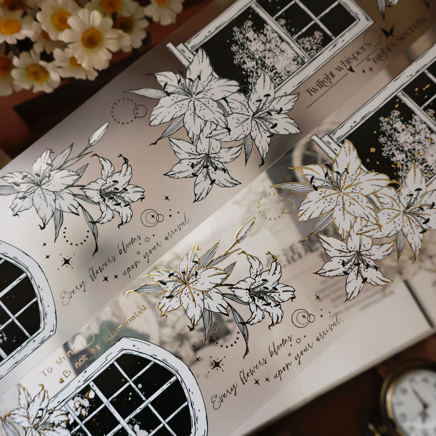 The lily window vintage flower PET and Washi tape