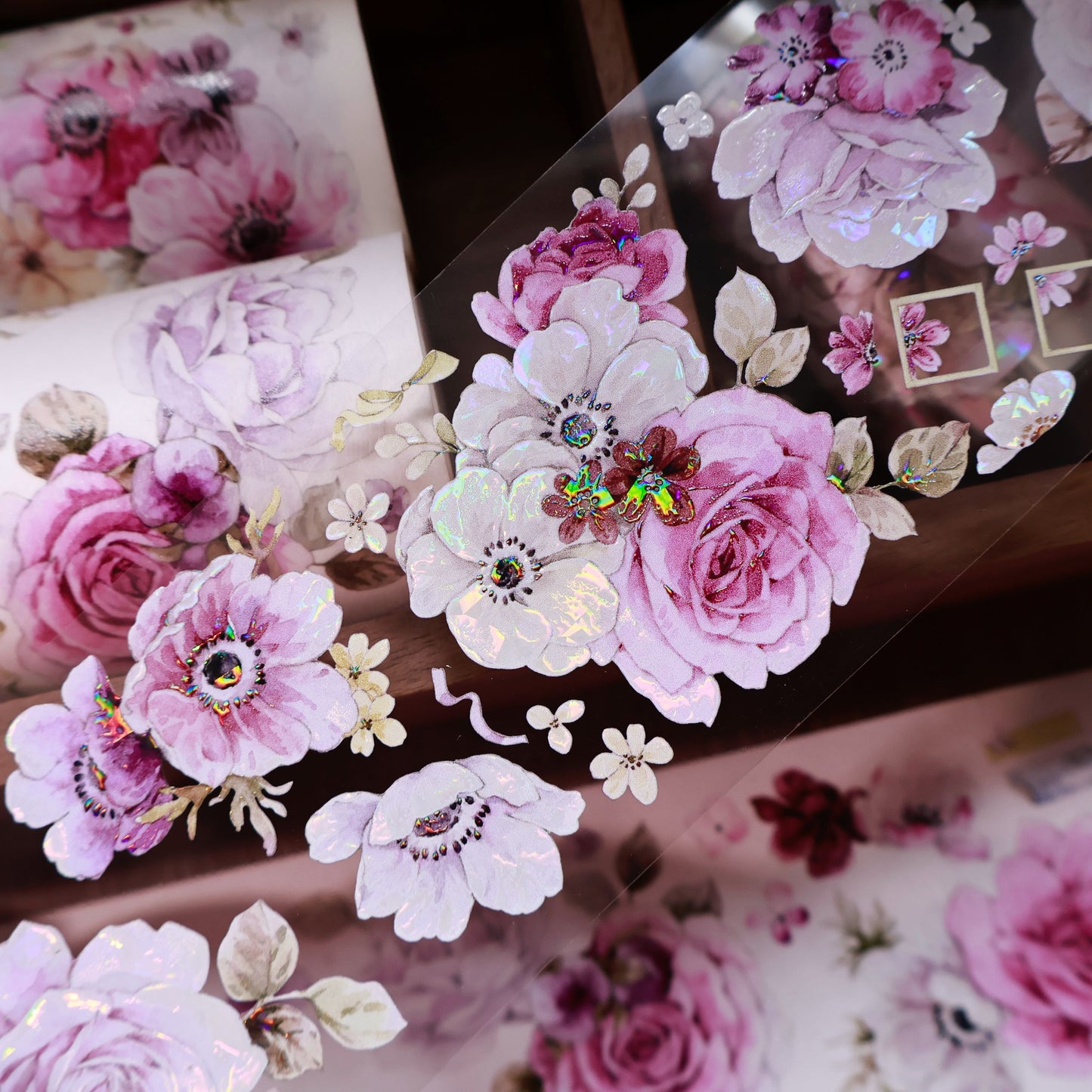 Purple mist yarn vintage flower PET and Washi tape