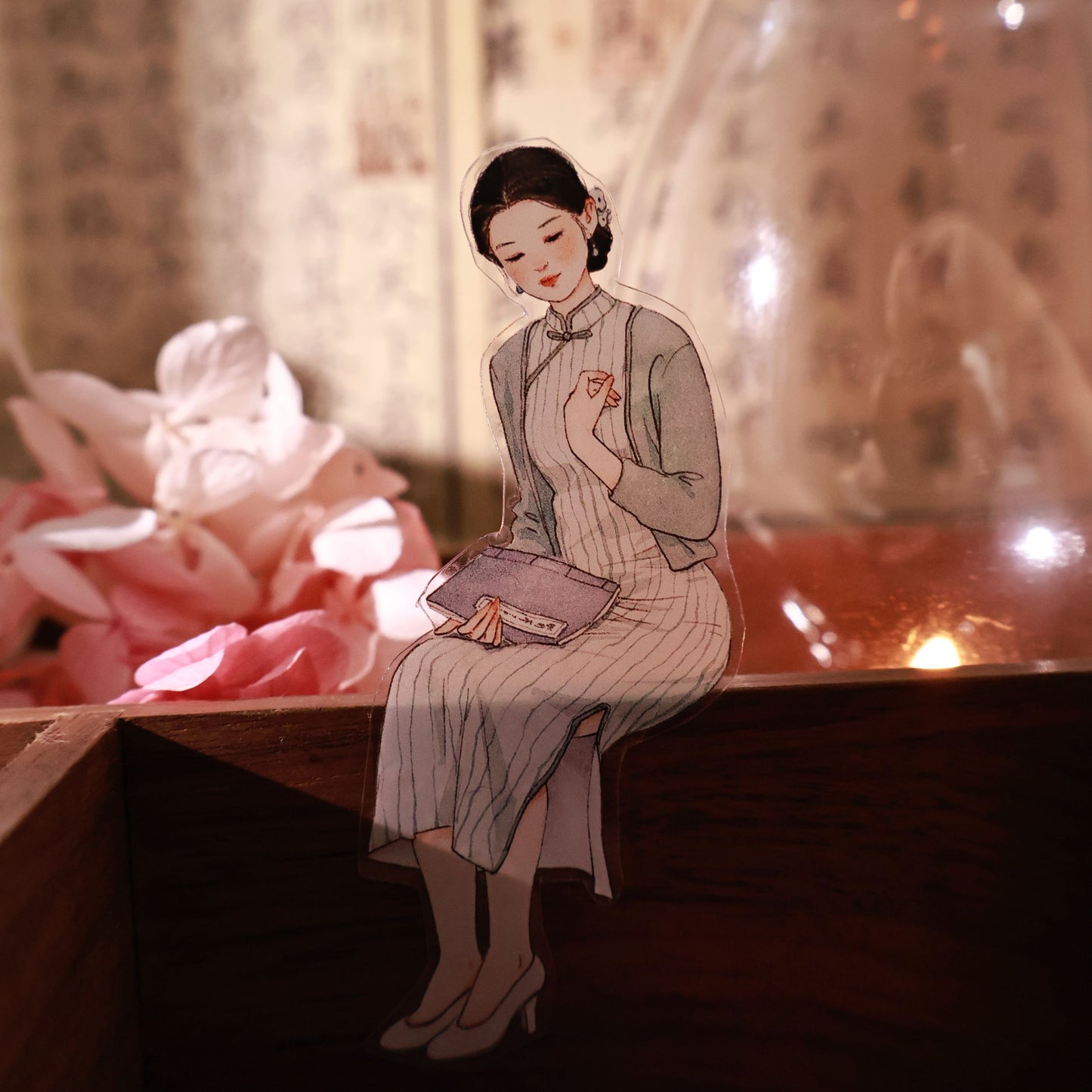 Ancient style cheongsam girl character Retro PET and Washi Paper Tape