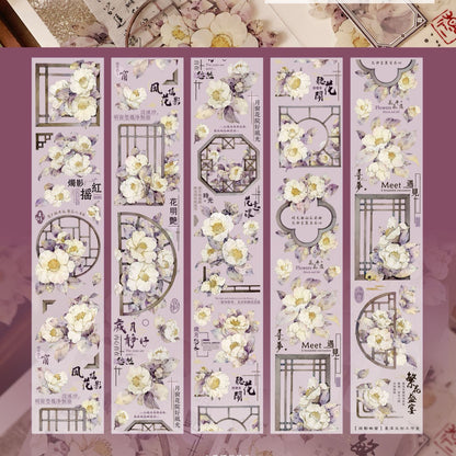 Sparse shadows on the window vintage flower PET and Washi tape