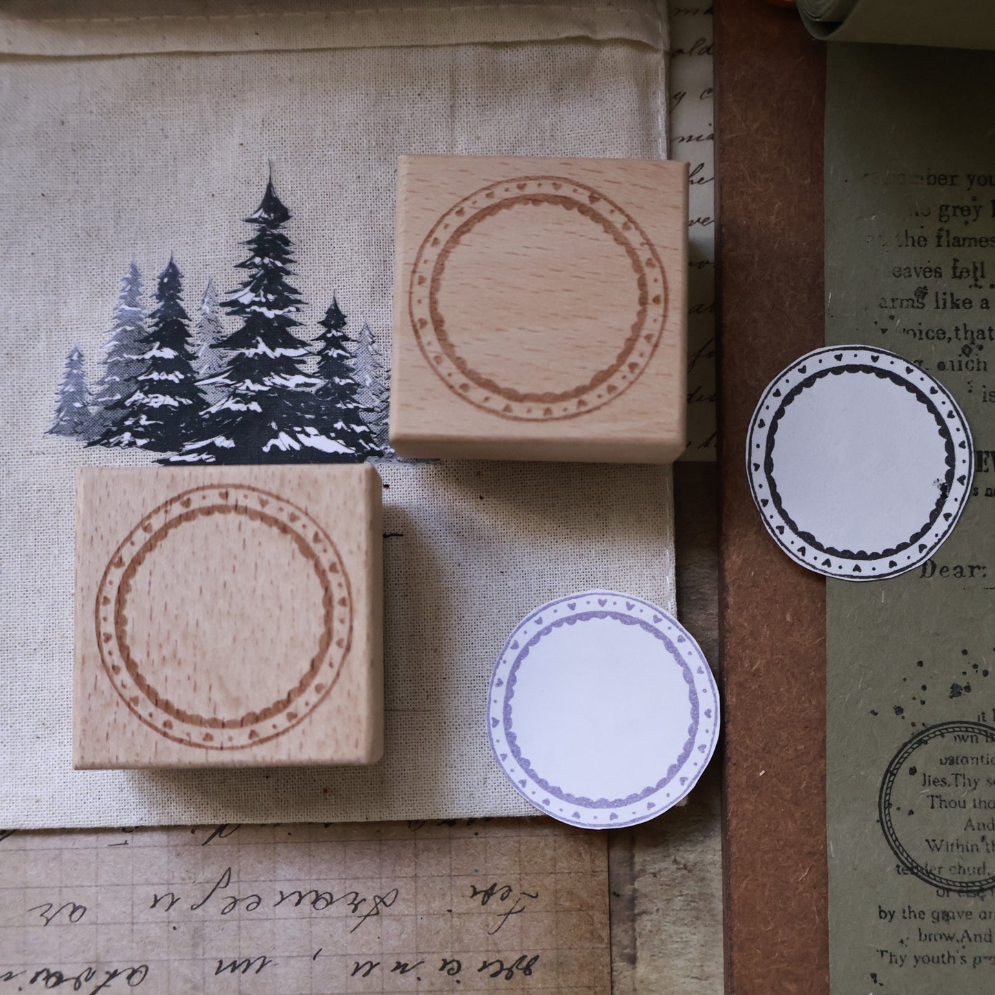 Maple upgraded Border Stamp base Retro Wooden Notebook Rubber Stamp
