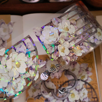 Sparse shadows on the window vintage flower PET and Washi tape