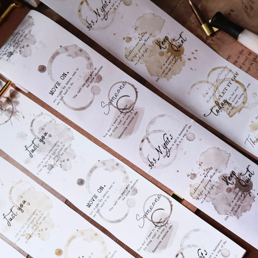 Coffee stains Light retro base tape handbook material PET washi die-cutting tape