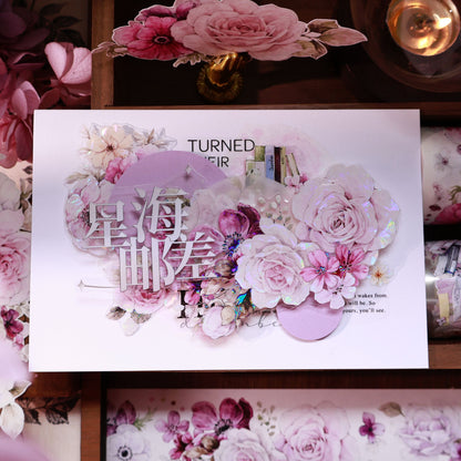 Purple mist yarn vintage flower PET and Washi tape