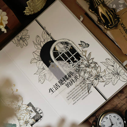 The lily window vintage flower PET and Washi tape