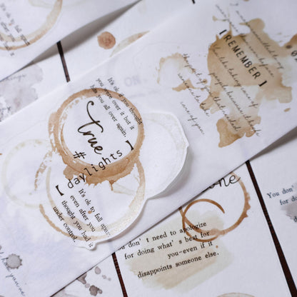 Coffee stains Light retro base tape handbook material PET washi die-cutting tape