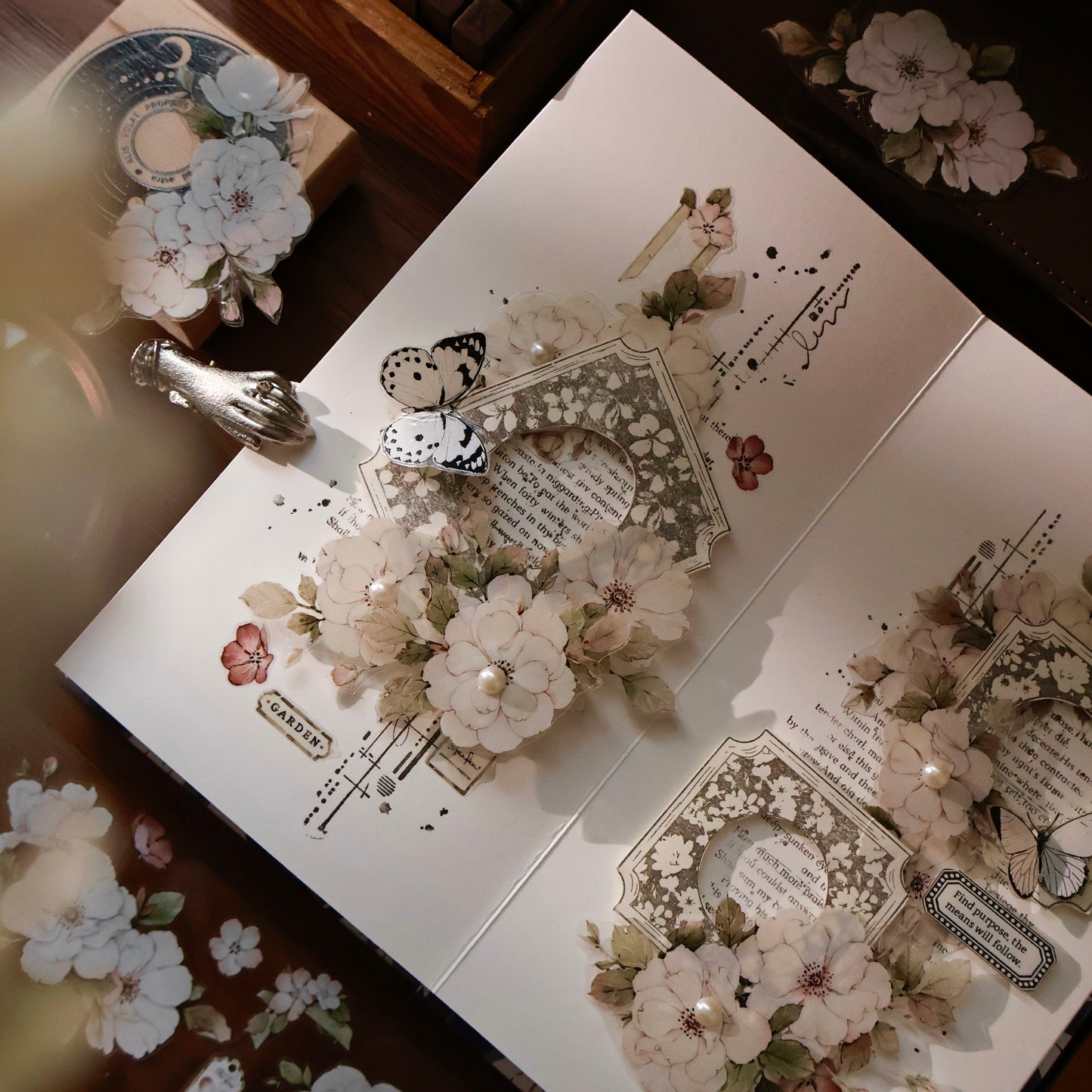 Moonlight Rose vintage flower PET and Washi tape