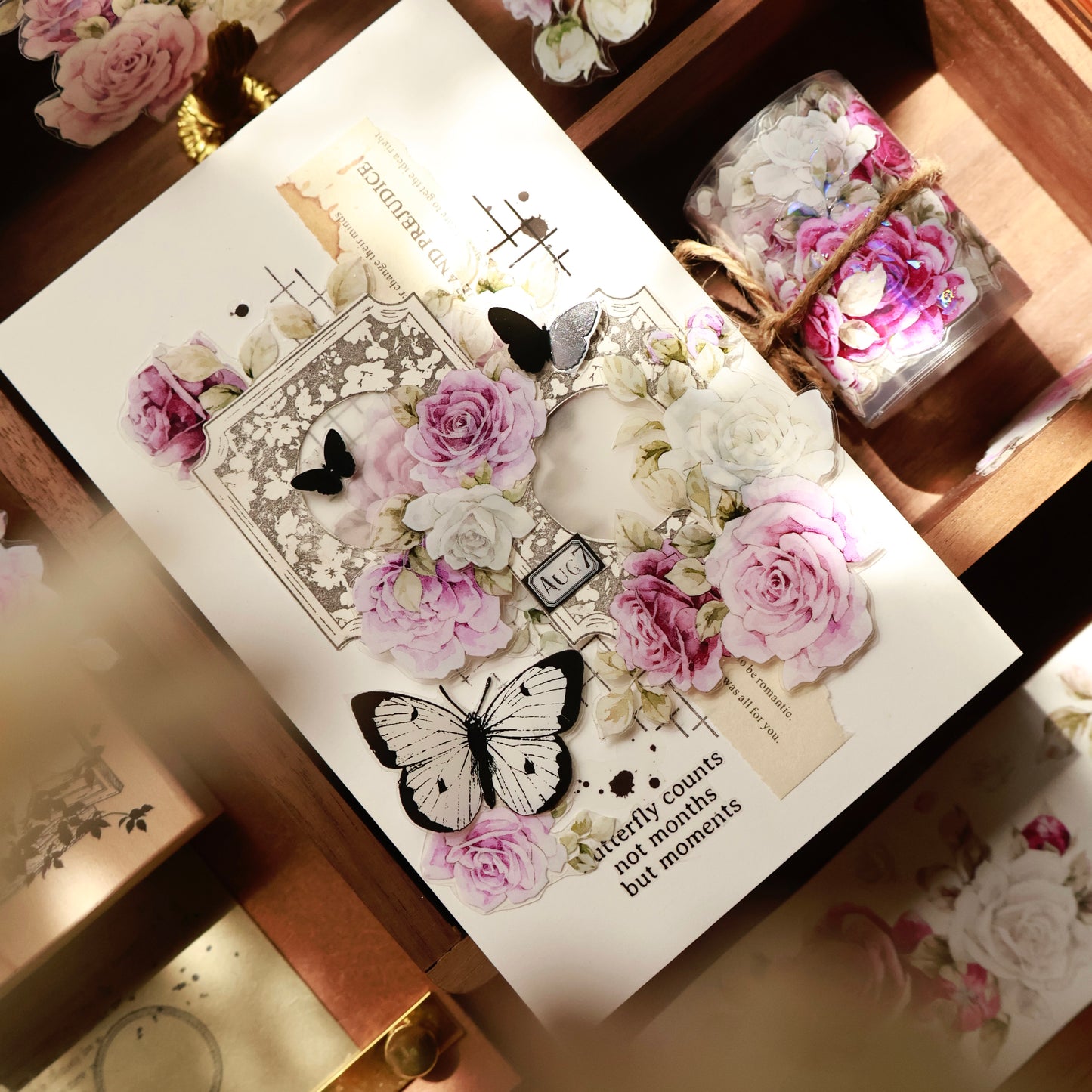 Purple galaxy vintage flower PET and Washi tape