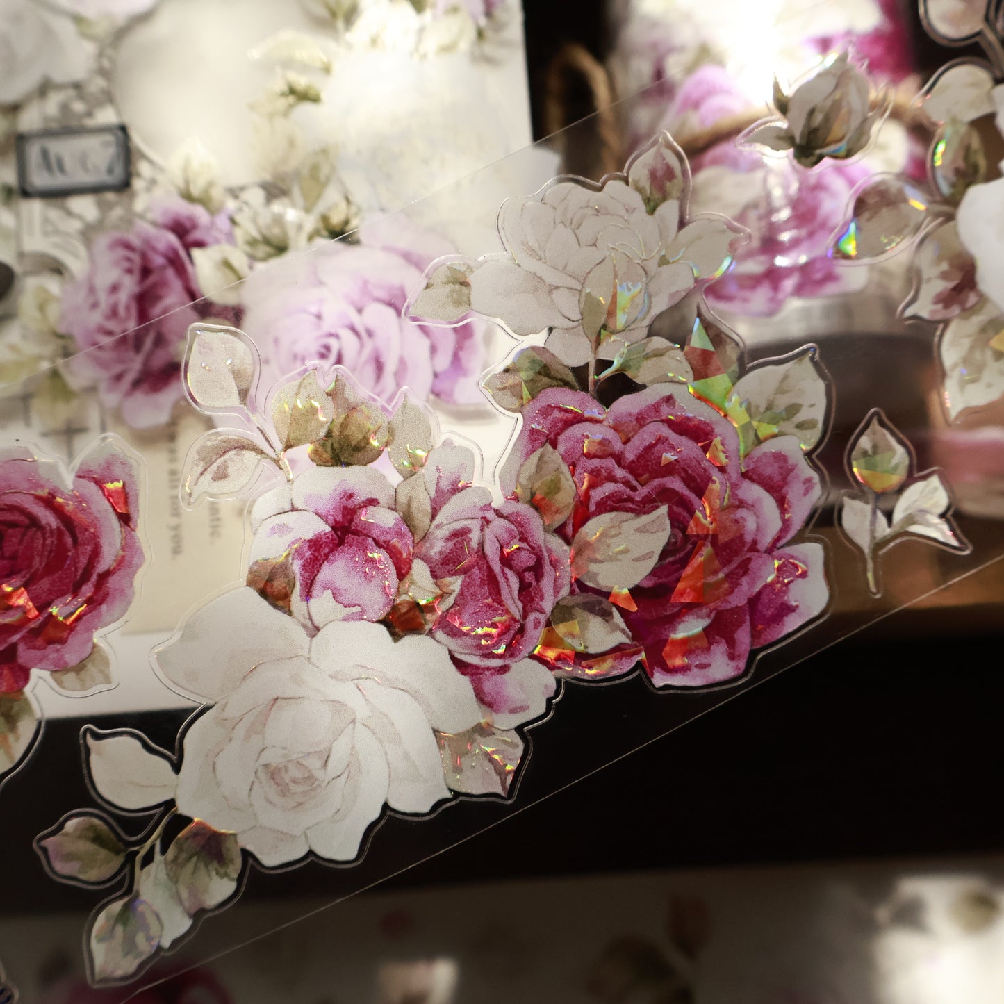 Purple galaxy vintage flower PET and Washi tape