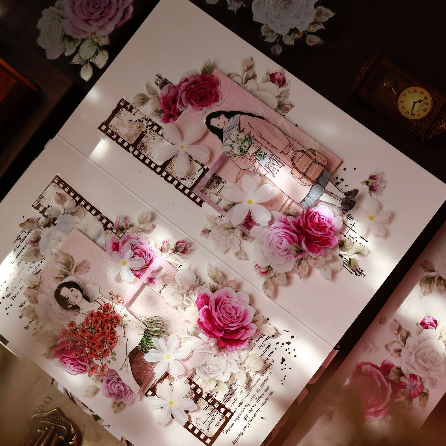 Purple galaxy vintage flower PET and Washi tape