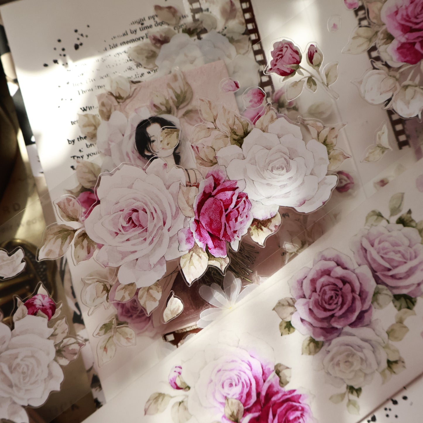 Purple galaxy vintage flower PET and Washi tape