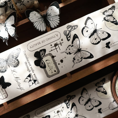 Butterfly habitat vintage black and white butterfly journal PET and Washi tape