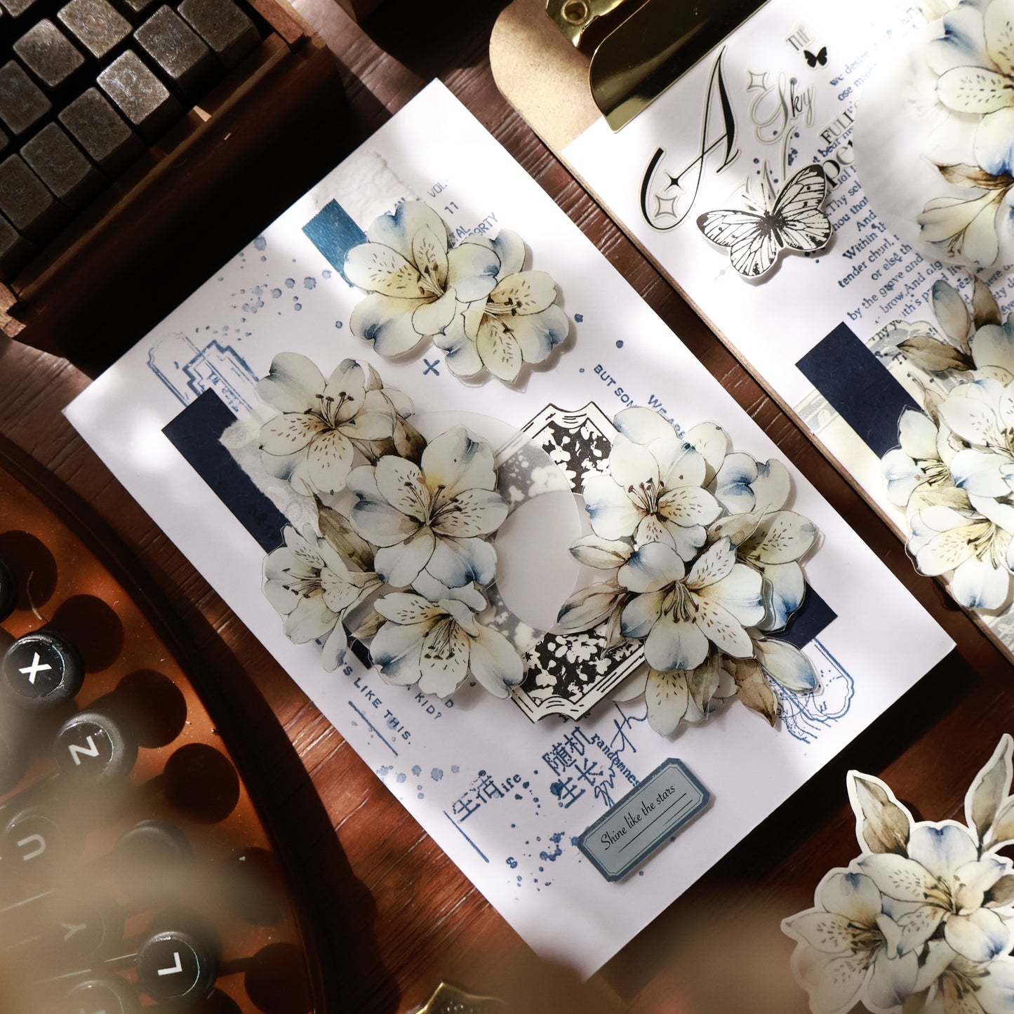 Lanyu No. 6 vintage flower PET and Washi tape