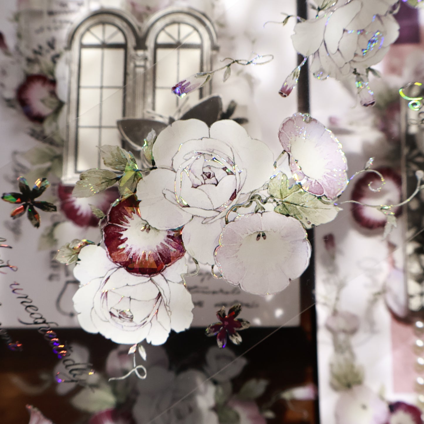 Open the window see flowers vintage flower PET and Washi tape