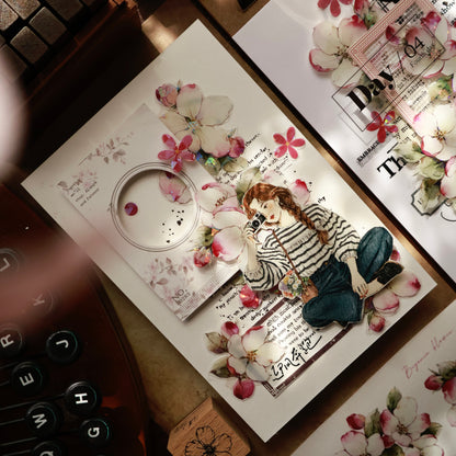 Begonia flower vintage flower PET and Washi tape