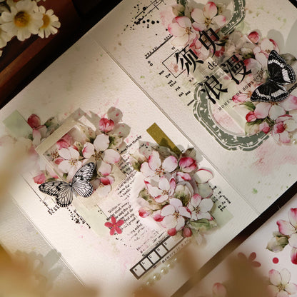 Begonia flower vintage flower PET and Washi tape