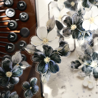 Black and white narrative vintage flower PET and Washi tape