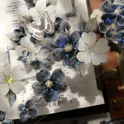 Black and white narrative vintage flower PET and Washi tape