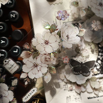 Moonlight Rose vintage flower PET and Washi tape