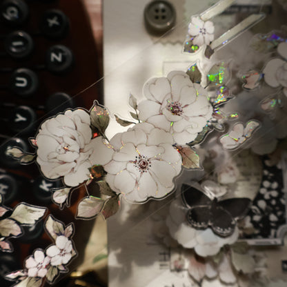 Moonlight Rose vintage flower PET and Washi tape