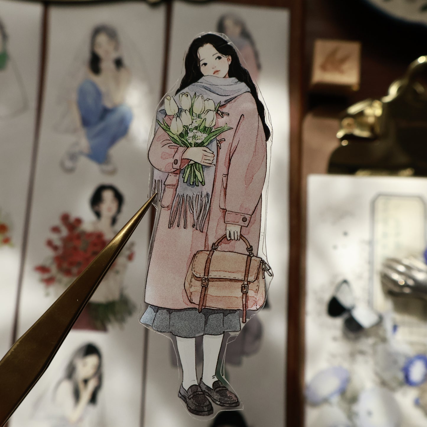 Honey girl character Retro PET and Washi Paper Tape