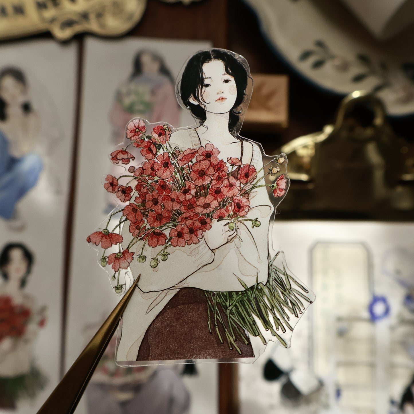 Honey girl character Retro PET and Washi Paper Tape