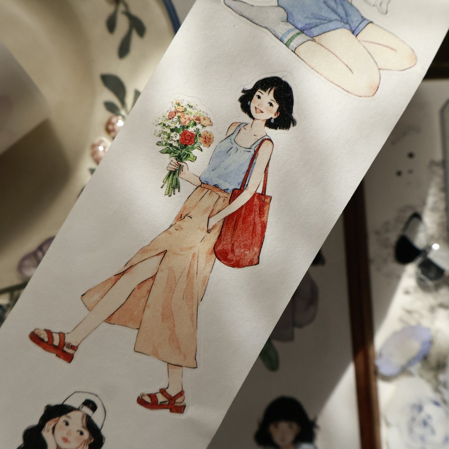 Honey girl character Retro PET and Washi Paper Tape