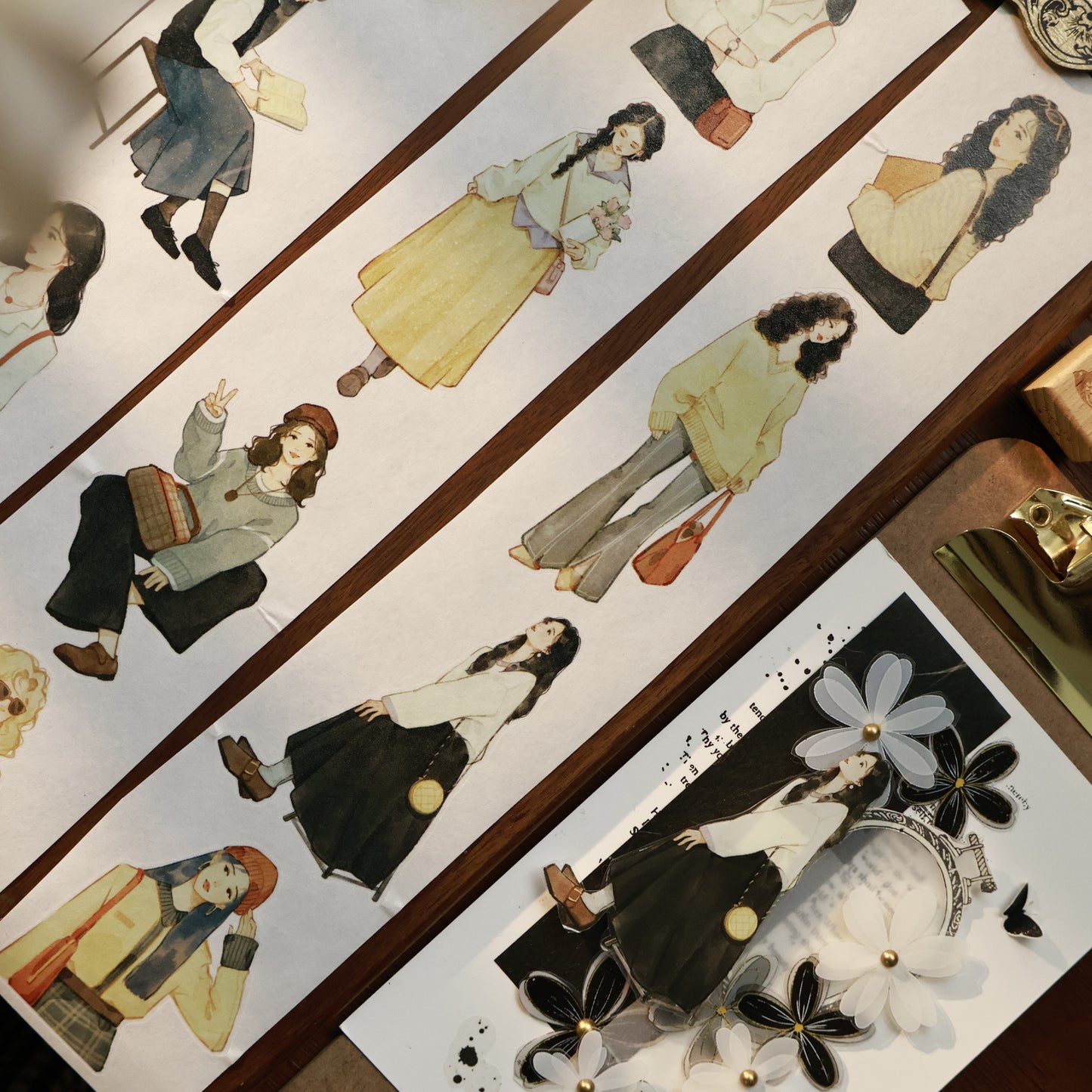 Retro girl character Retro PET and Washi Paper Tape