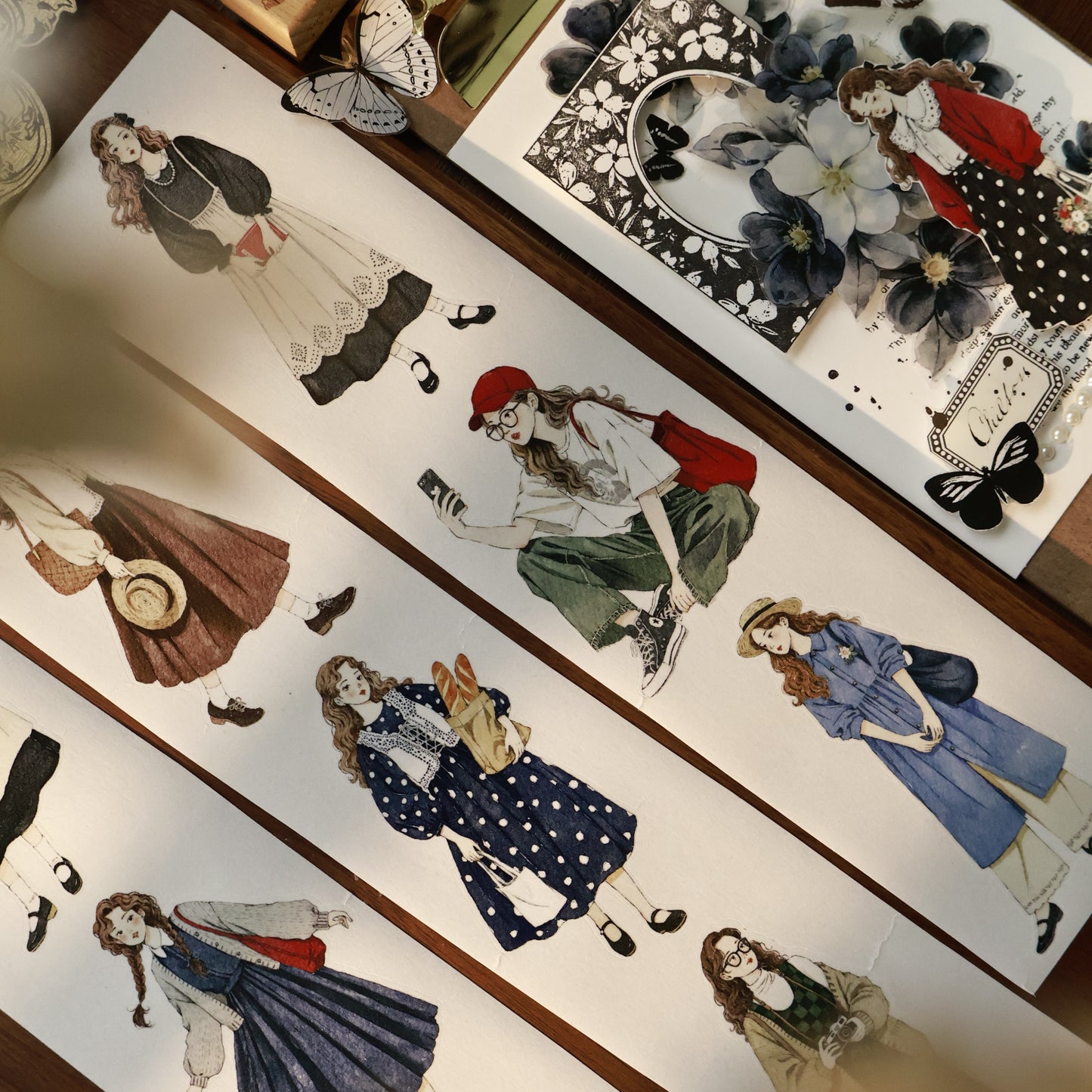 Forest girl character Retro PET and Washi Paper Tape