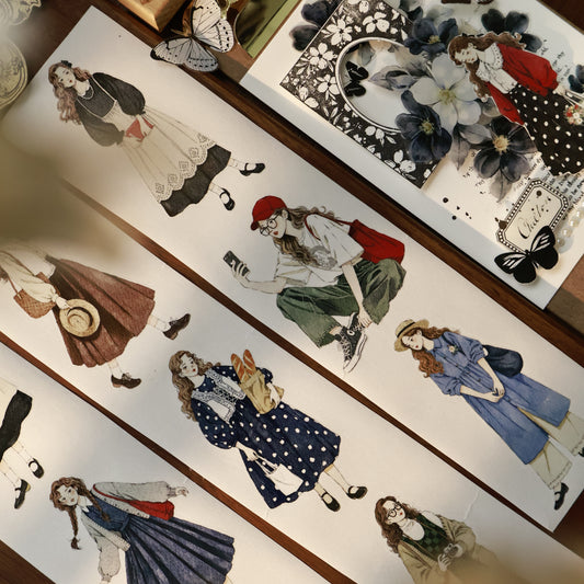 Forest girl character Retro PET and Washi Paper Tape