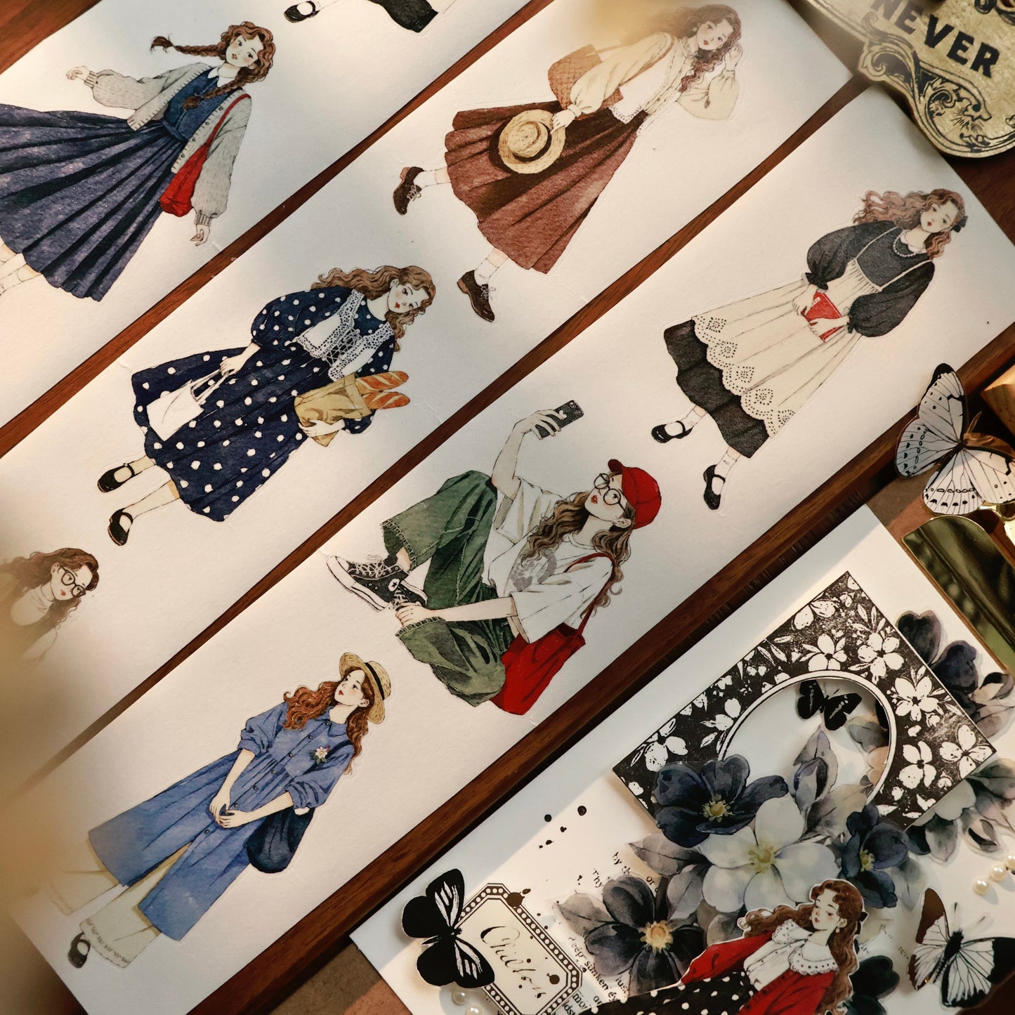 Forest girl character Retro PET and Washi Paper Tape